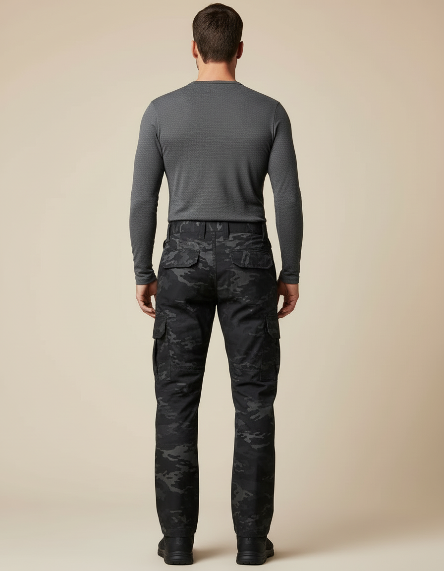 Pantalon Cargo Camouflage Militaire Noir Homme Tactique Multipoches - Toile - vue 2