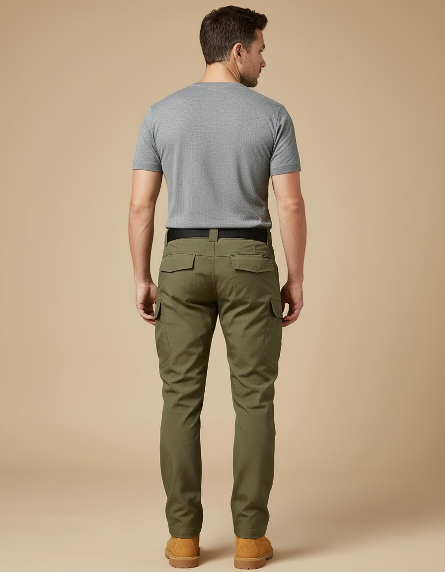 Pantalon Cargo Vert Tactique Multipoches Homme - Kaki Polyester - vue 2