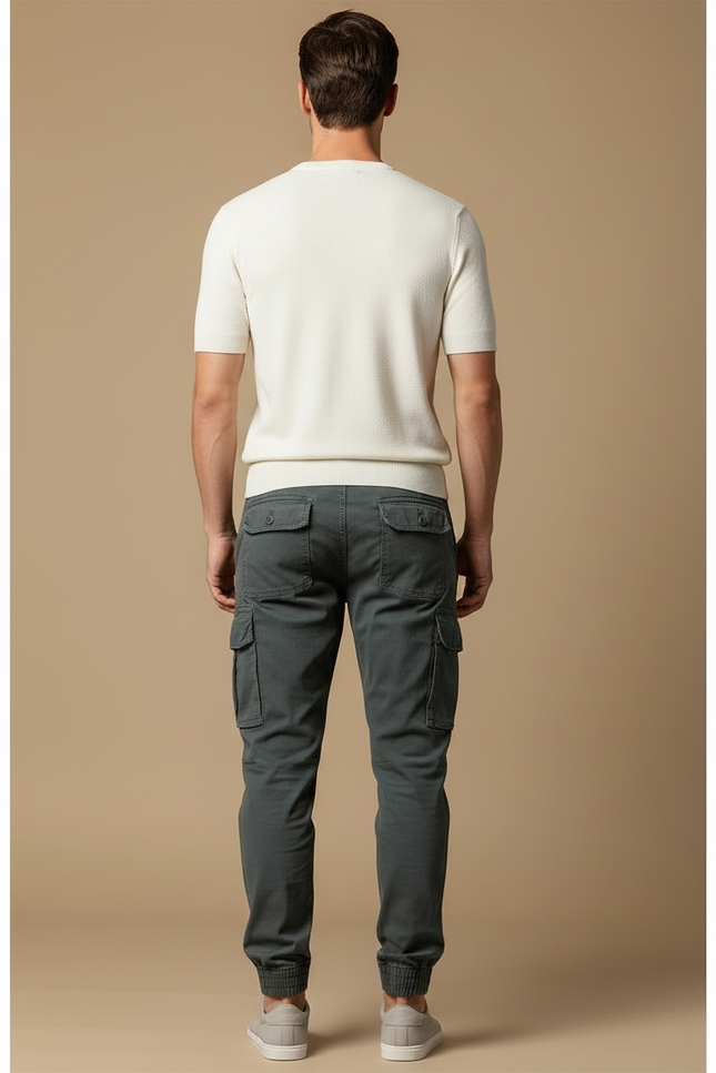 Pantalon Cargo Gris Décontracté Multipoches Homme - Toile - vue 2