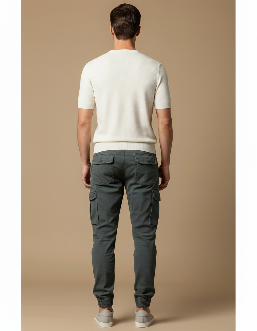 Pantalon Cargo Gris Décontracté Multipoches Homme - Toile - vue 2