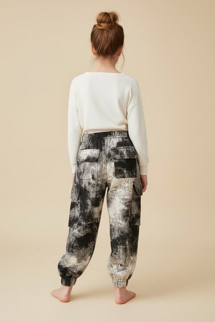 Pantalon Cargo Imprimé Abstrait Ample Poches Enfant - Viscose - vue 2