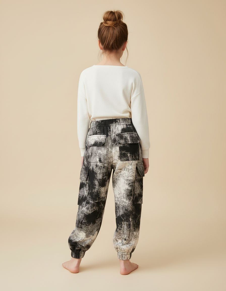 Pantalon Cargo Imprimé Abstrait Ample Poches Enfant - Viscose - vue 2