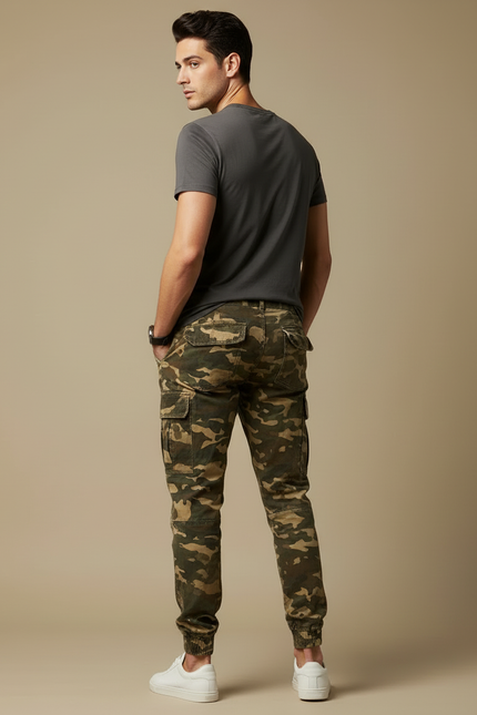Pantalon Cargo Camouflage Homme Coton Jogger - Multicolore - vue 2