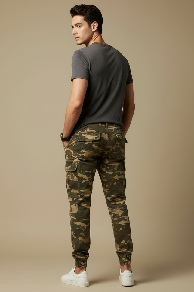 Pantalon Cargo Camouflage Homme Coton Jogger - Multicolore - vue 2