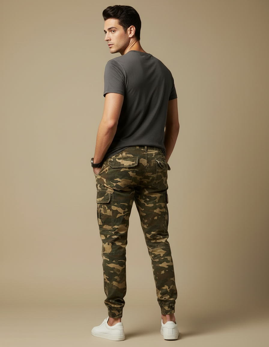 Pantalon Cargo Camouflage Homme Coton Jogger - Multicolore - vue 2