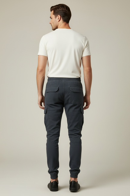 Pantalon Cargo Gris Homme Jogger Multipoches - Coton - vue 2