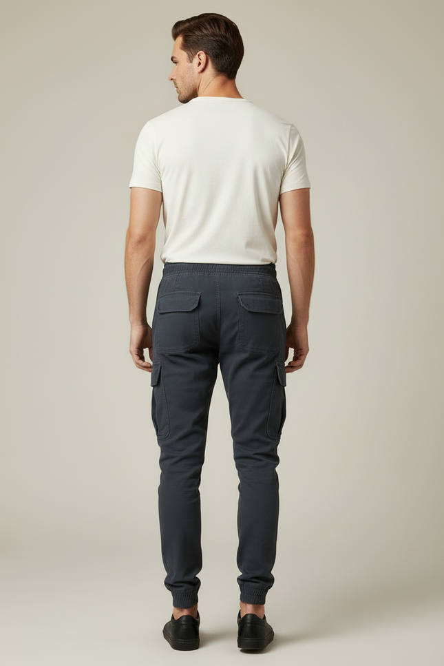 Pantalon Cargo Gris Homme Jogger Multipoches - Coton - vue 2