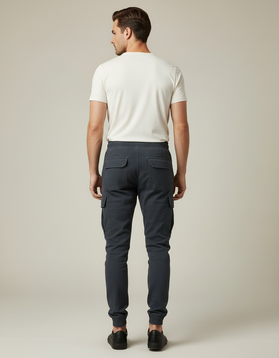 Pantalon Cargo Gris Homme Jogger Multipoches - Coton - vue 2