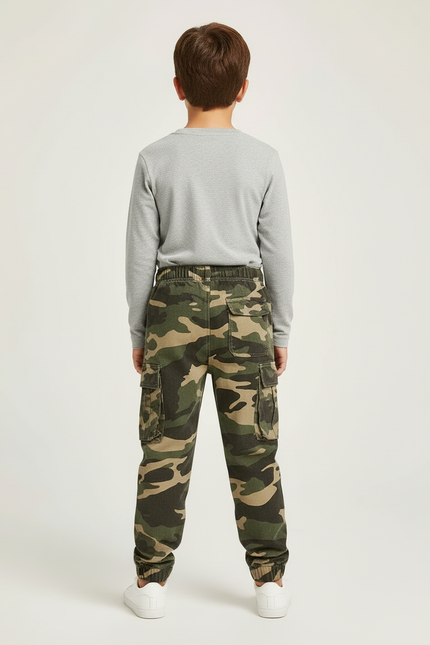 Pantalon Cargo Camouflage Ample Garçon Coton - Kaki - vue 2