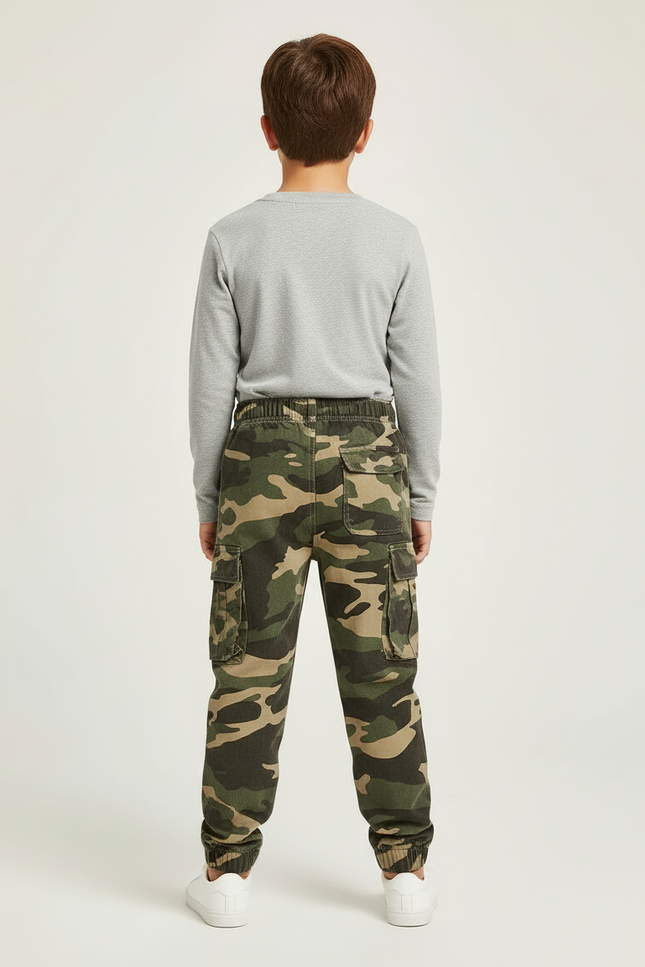 Pantalon Cargo Camouflage Ample Garçon Coton - Kaki - vue 2