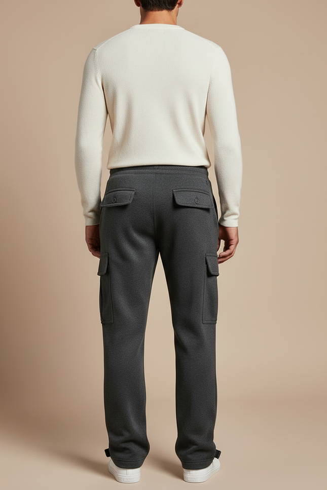 Pantalon Cargo Gris Ample Molletonné Multi-Poches - vue 2