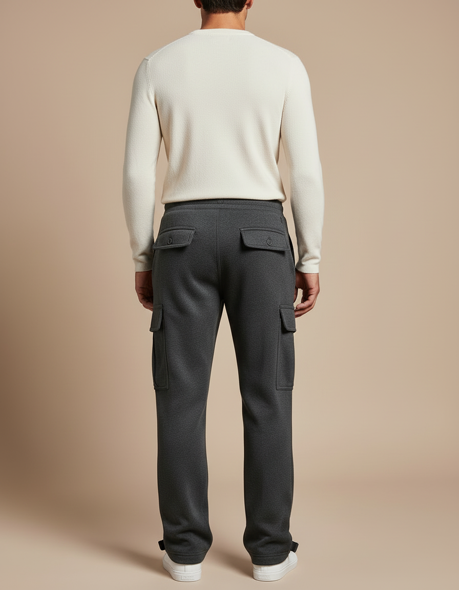 Pantalon Cargo Gris Ample Molletonné Multi-Poches - vue 2