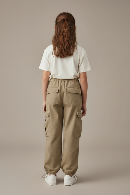 Pantalon Cargo Fille Kaki Parachute - Gabardine - vue 2