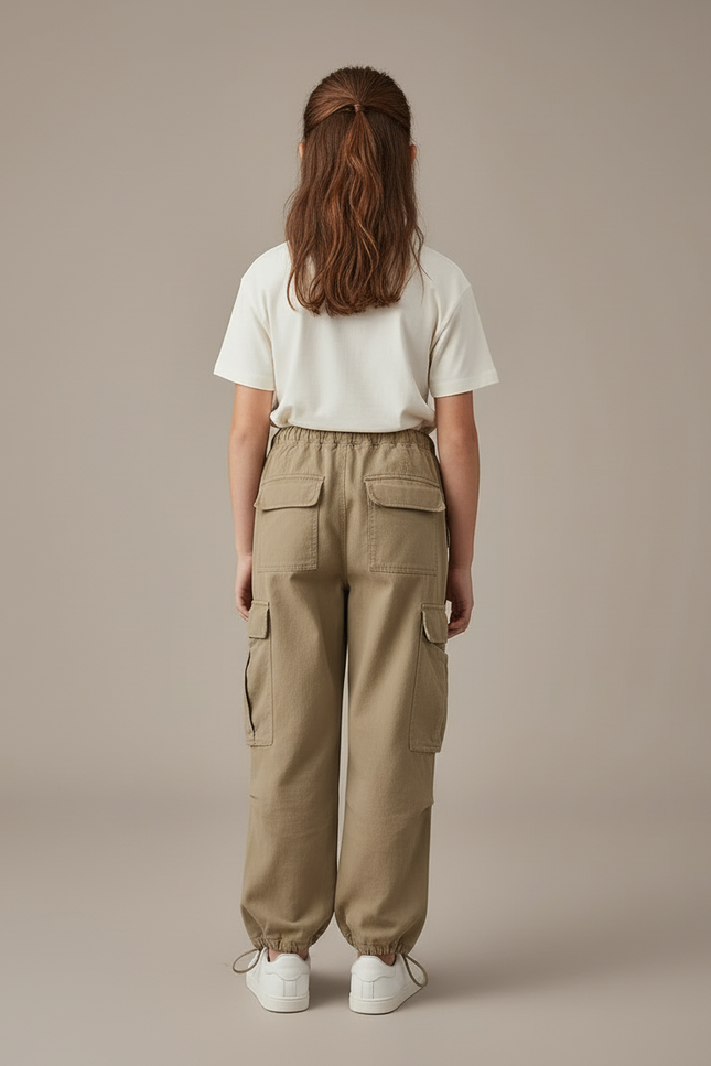 Pantalon Cargo Fille Kaki Parachute - Gabardine - vue 2