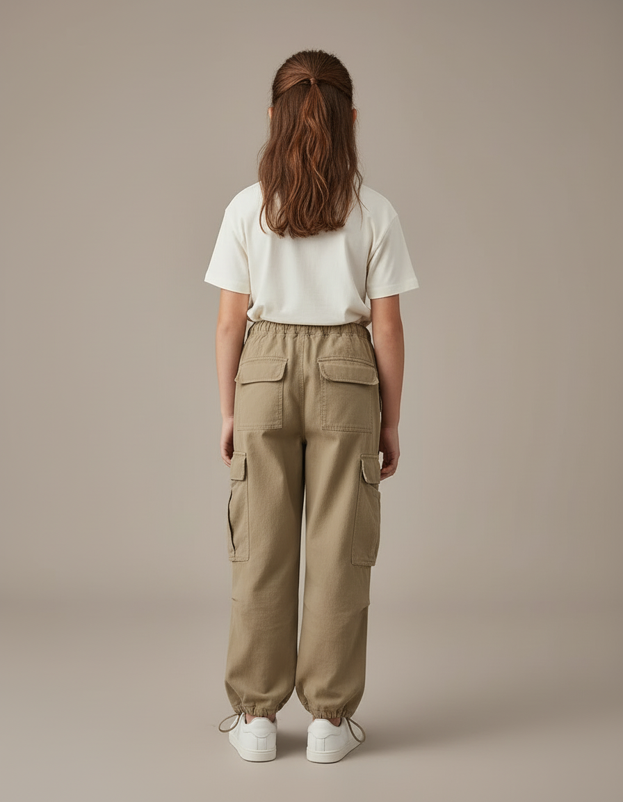 Pantalon Cargo Fille Kaki Parachute - Gabardine - vue 2