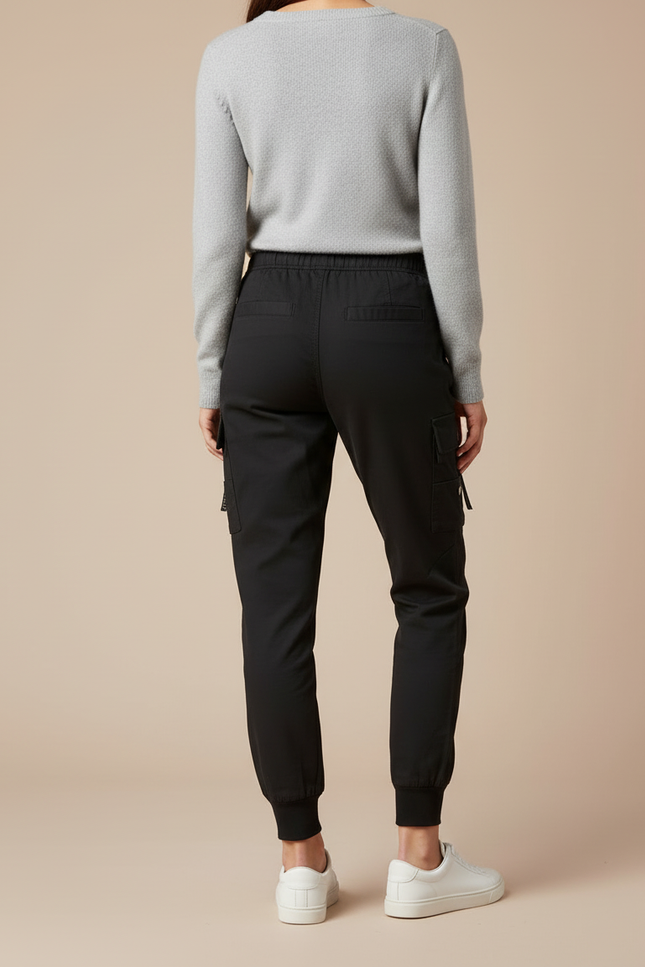 Pantalon Cargo Noir Jogger Femme Streetwear Décontracté - Toile - vue 2