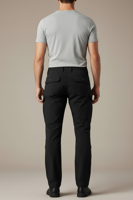 Pantalon Cargo Noir Tactique Ajusté Homme - Polyester - vue 2