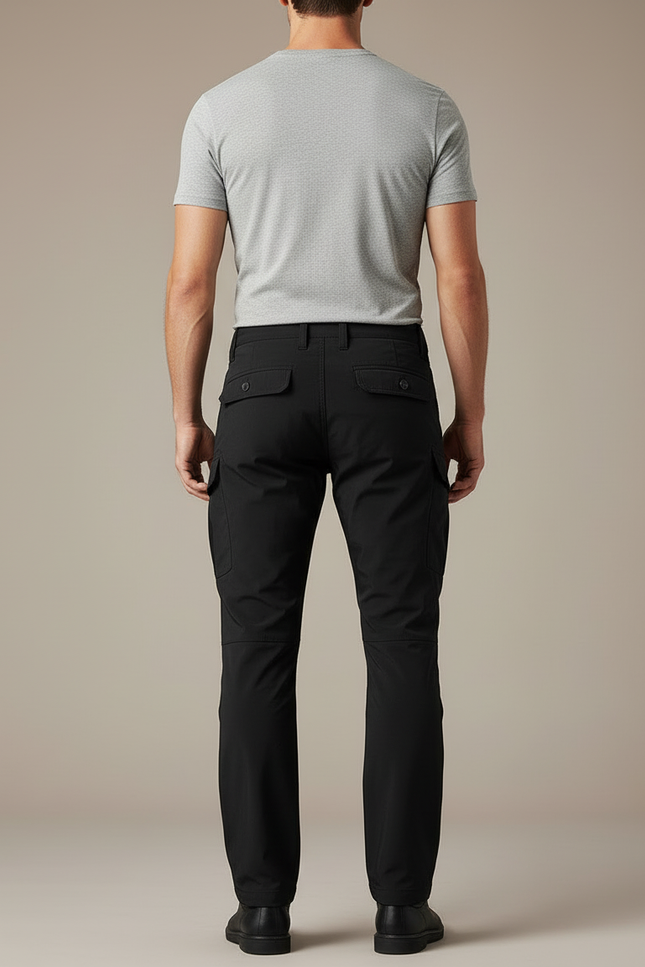 Pantalon Cargo Noir Tactique Ajusté Homme - Polyester - vue 2