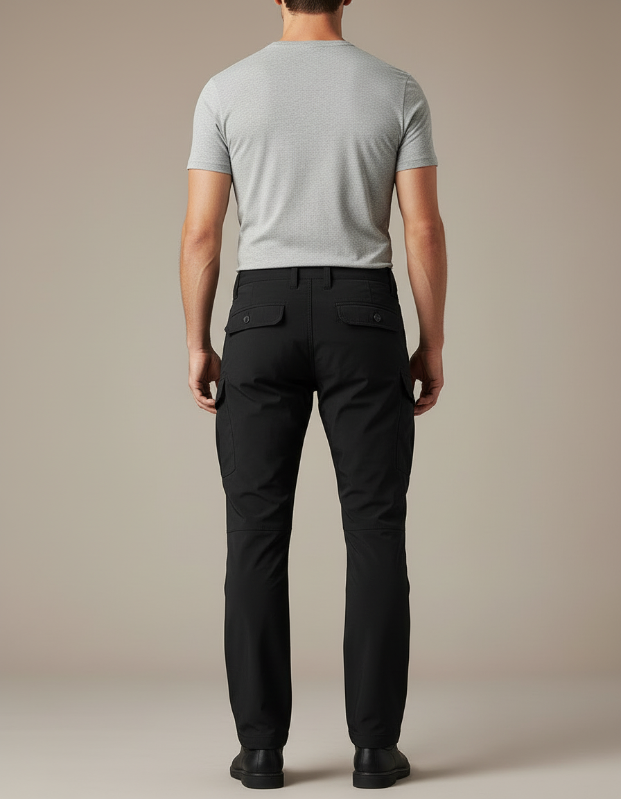 Pantalon Cargo Noir Tactique Ajusté Homme - Polyester - vue 2