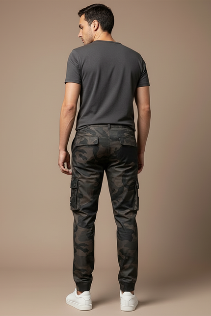 Pantalon Cargo Camouflage Homme Slim Militaire Jogger - Multicolore Polyester - vue 2