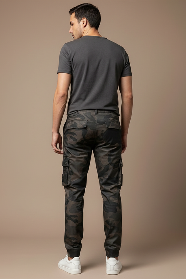 Pantalon Cargo Camouflage Homme Slim Militaire Jogger - Multicolore Polyester - vue 2