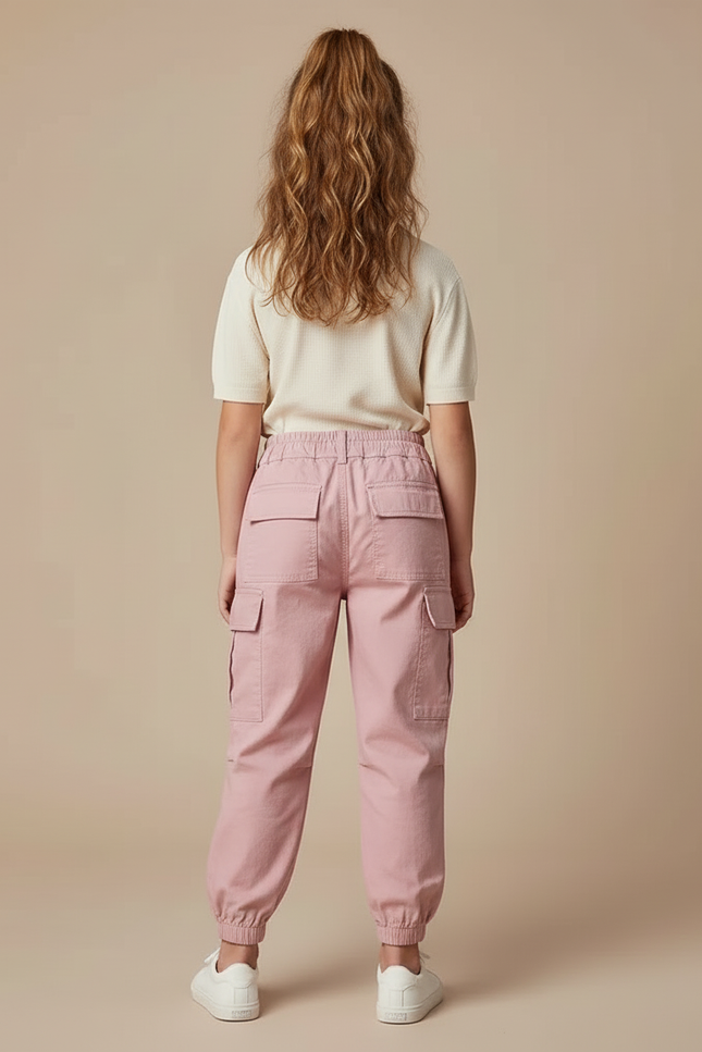 Pantalon Cargo Rose Ample Coton Fille - vue 2