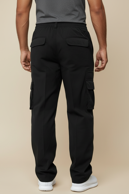Pantalon Cargo Taille Élastique - Noir Polyester - vue 2