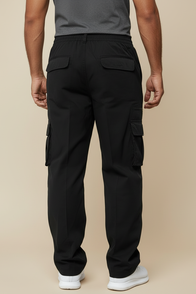 Pantalon Cargo Taille Élastique - Noir Polyester - vue 2