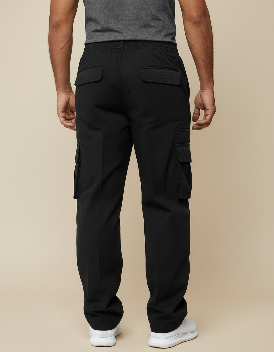 Pantalon Cargo Taille Élastique - Noir Polyester - vue 2