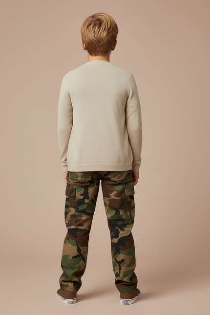 Pantalon Cargo Camouflage Militaire Enfant Renforcé Décontracté - Multicolore Toile - vue 2
