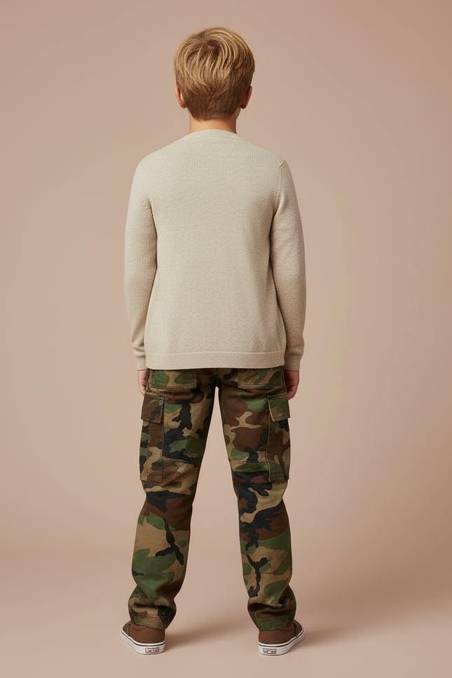 Pantalon Cargo Camouflage Militaire Enfant Renforcé Décontracté - Multicolore Toile - vue 2