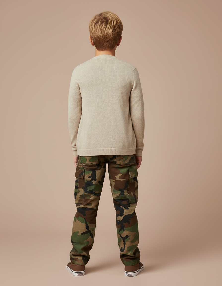 Pantalon Cargo Camouflage Militaire Enfant Renforcé Décontracté - Multicolore Toile - vue 2