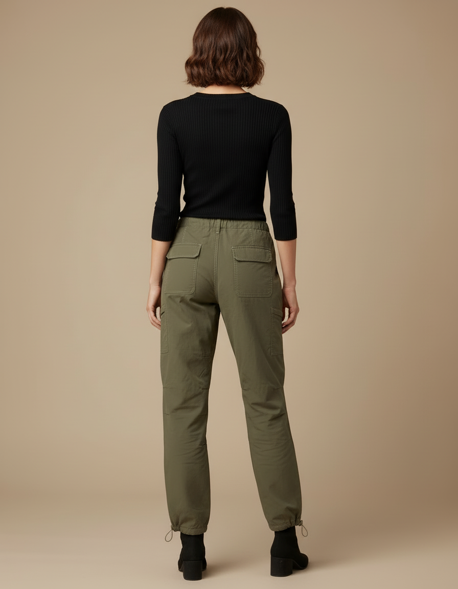 Pantalon Cargo Kaki Ample Multipoches Femme - Polyester - vue 2