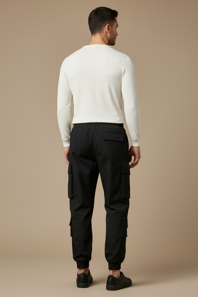 Pantalon Cargo Homme Noir Jogger - Polyester - vue 2