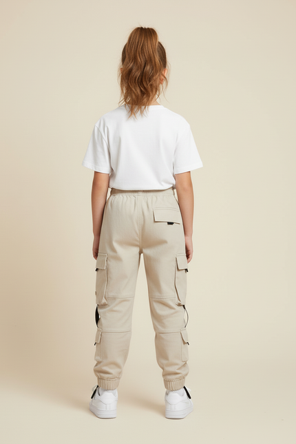 Pantalon Cargo Beige Enfant Multi-Poches Décontracté - Toile - vue 2