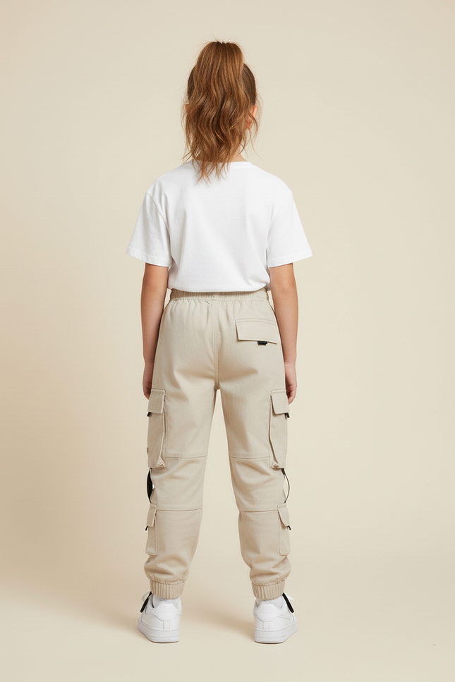 Pantalon Cargo Beige Enfant Multi-Poches Décontracté - Toile - vue 2