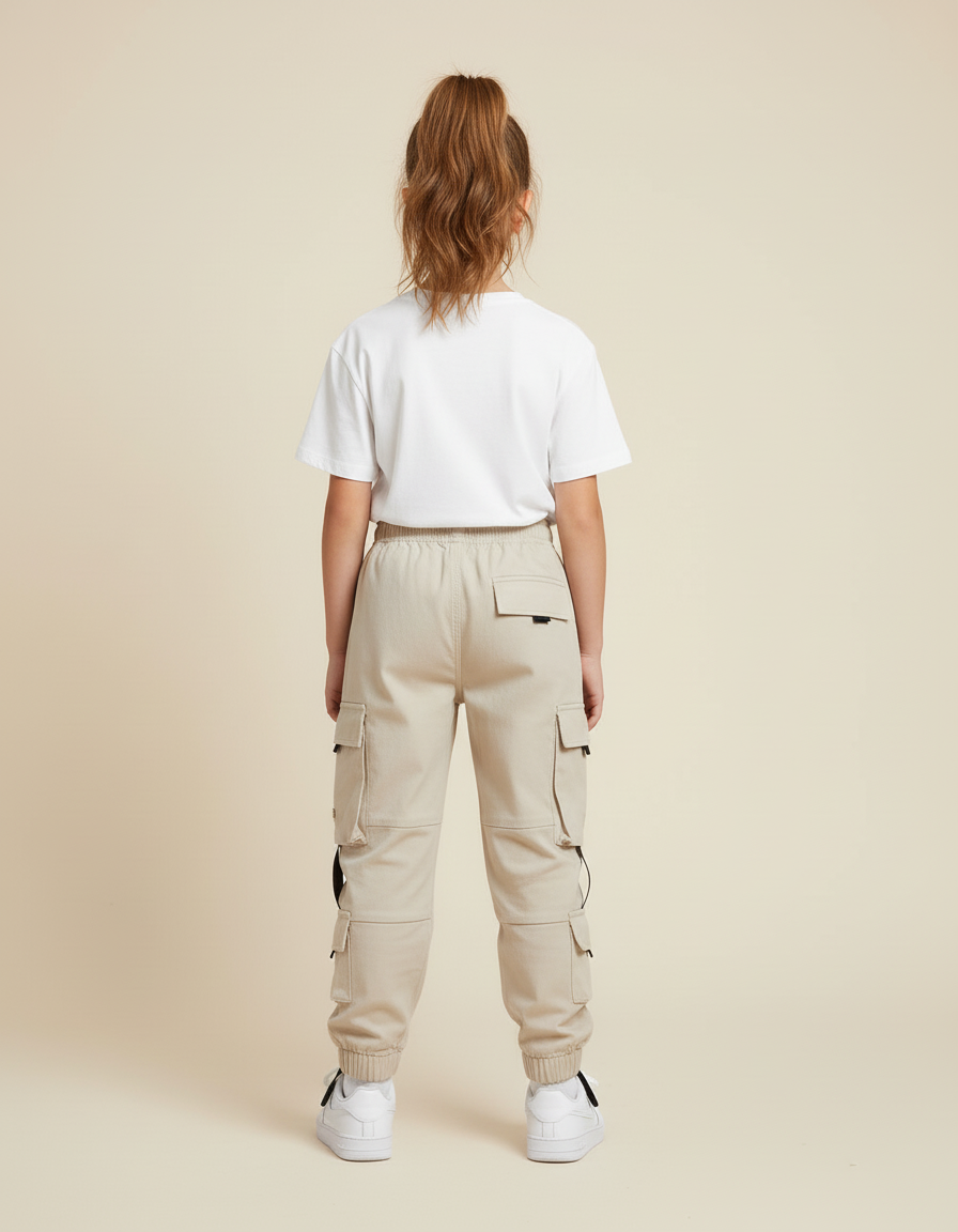 Pantalon Cargo Beige Enfant Multi-Poches Décontracté - Toile - vue 2
