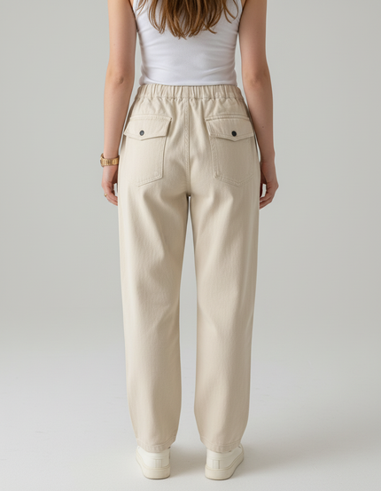 Pantalon Cargo Beige Mickey Coton Décontracté Enfant