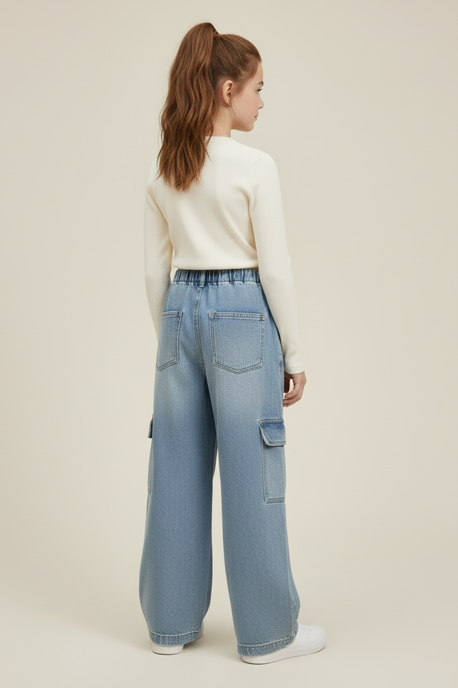 Pantalon Cargo Denim - Bleu Jean - vue 2