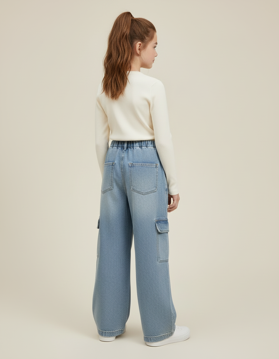 Pantalon Cargo Denim - Bleu Jean - vue 2