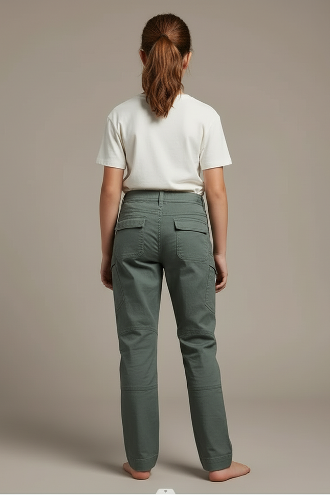 Pantalon Cargo Vert Kaki Tactique Slim Enfant - Toile - vue 2