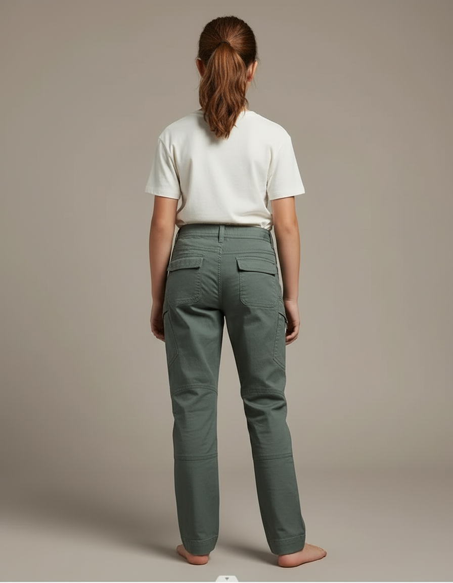 Pantalon Cargo Vert Kaki Tactique Slim Enfant - Toile - vue 2