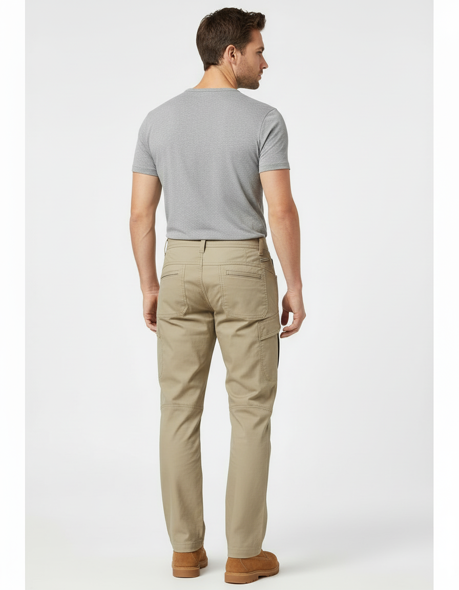 Pantalon Cargo Kaki Droit Multipoches Homme Décontracté - Toile - vue 2