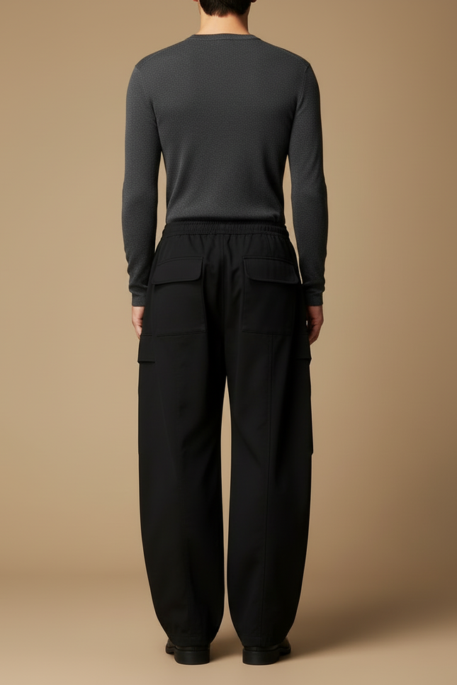 Pantalon Cargo Homme Noir Baggy - Polyester - vue 2