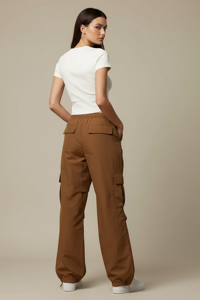 Pantalon Cargo Marron Ample Streetwear Femme - Polyester - vue 2