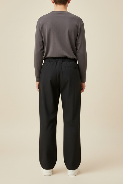 Pantalon Cargo Noir Ample Coupe Droite Sportif - Polyester - vue 2