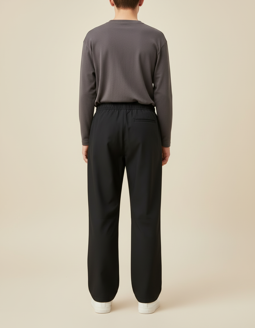 Pantalon Cargo Noir Ample Coupe Droite Sportif - Polyester - vue 2