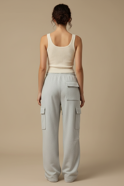 Pantalon Cargo Gris Ample Molletonné Décontracté Femme - vue 2