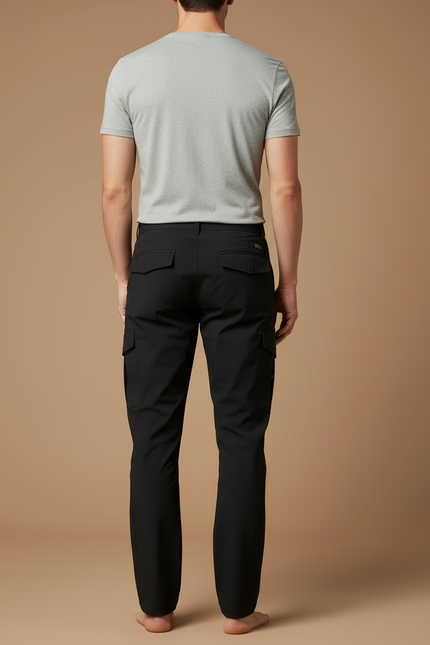 Pantalon Cargo Noir Homme Multipoches Décontracté Simple - Polyester - vue 2