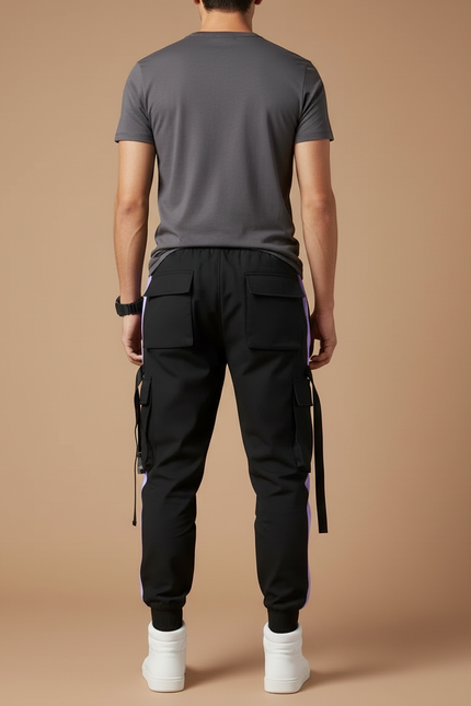 Pantalon Cargo Streetwear Homme - Noir Polyester - vue 2